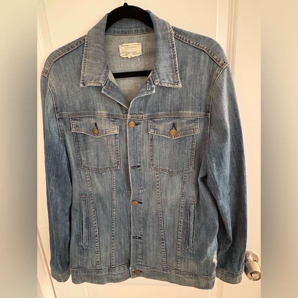 Current/Elliott Oversized Trucker Townsend Destroy Blue Jean Jacket Size 3 (L)